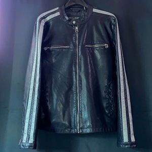 Wilson’s Leather Motorcycle Jacket w Grey Stripe